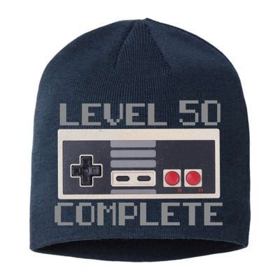 Level 50 Complete Retro Gamer 50th Birthday Sustainable Beanie