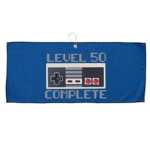 Level 50 Complete Retro Gamer 50th Birthday Large Microfiber Waffle Golf Towel