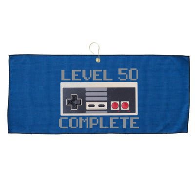 Level 50 Complete Retro Gamer 50th Birthday Large Microfiber Waffle Golf Towel