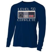 Level 50 Complete Retro Gamer 50th Birthday Cooling Performance Long Sleeve Crew