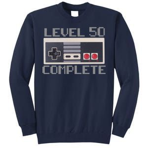 Level 50 Complete Retro Gamer 50th Birthday Tall Sweatshirt