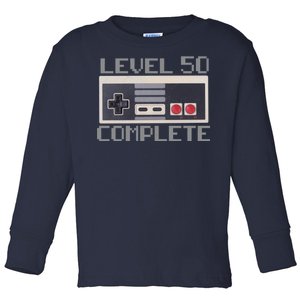 Level 50 Complete Retro Gamer 50th Birthday Toddler Long Sleeve Shirt