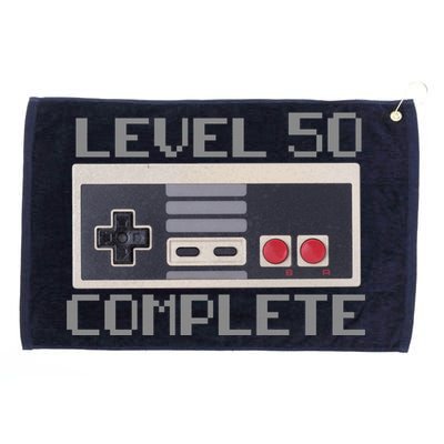 Level 50 Complete Retro Gamer 50th Birthday Grommeted Golf Towel