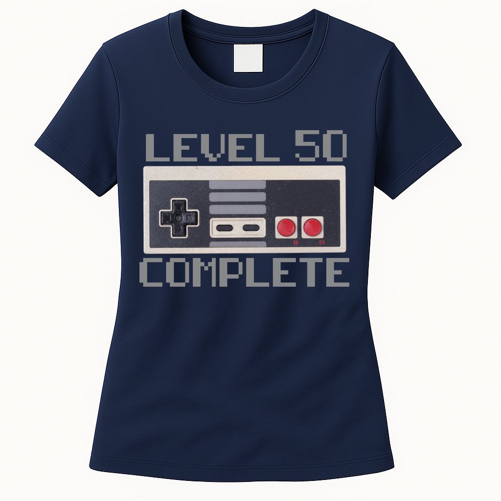 Level 50 Complete Retro Gamer 50th Birthday Womens T-Shirt