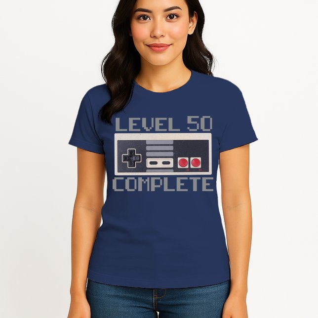Level 50 Complete Retro Gamer 50th Birthday Womens T-Shirt