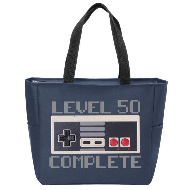 Level 50 Complete Retro Gamer 50th Birthday Zip Tote Bag
