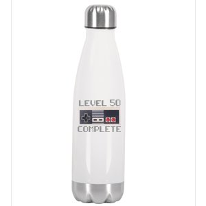 Level 50 Complete Retro Gamer 50th Birthday Stainless Steel Insulated Water Bottle