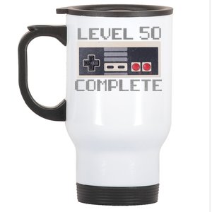 Level 50 Complete Retro Gamer 50th Birthday Stainless Steel Travel Mug