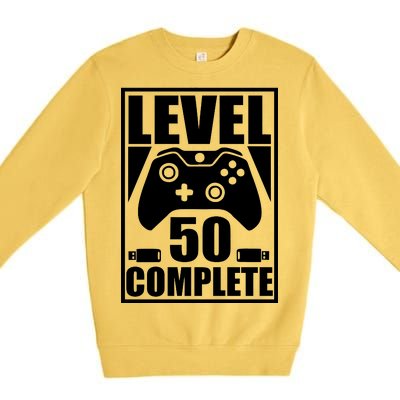 Level 50 Complete Video Gamer 50th Birthday Premium Crewneck Sweatshirt