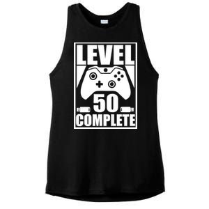 Level 50 Complete Video Gamer 50th Birthday Ladies PosiCharge Tri-Blend Wicking Tank