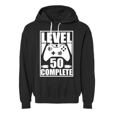 Level 50 Complete Video Gamer 50th Birthday Garment-Dyed Fleece Hoodie