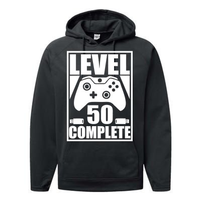 Level 50 Complete Video Gamer 50th Birthday Performance Fleece Hoodie