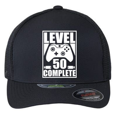 Level 50 Complete Video Gamer 50th Birthday Flexfit Unipanel Trucker Cap