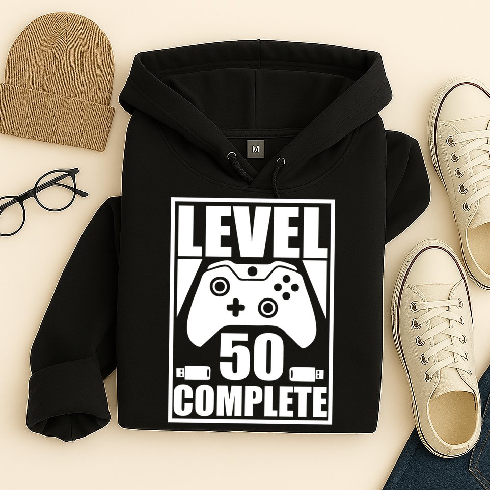 Level 50 Complete Video Gamer 50th Birthday Hoodie