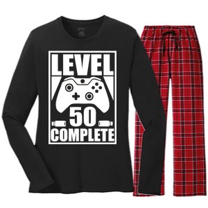 Level 50 Complete Video Gamer 50th Birthday Women's Long Sleeve Flannel Pajama Set 