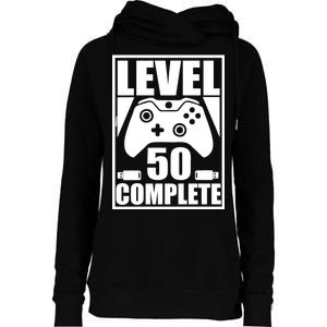 Level 50 Complete Video Gamer 50th Birthday Womens Funnel Neck Pullover Hood