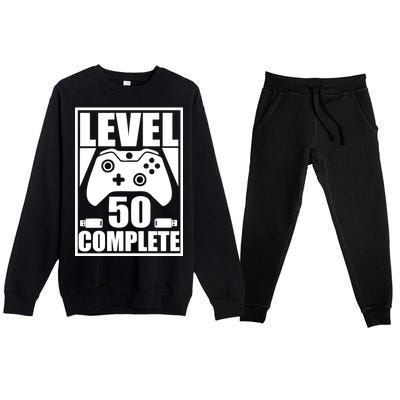 Level 50 Complete Video Gamer 50th Birthday Premium Crewneck Sweatsuit Set