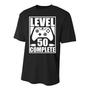 Level 50 Complete Video Gamer 50th Birthday Youth Performance Sprint T-Shirt