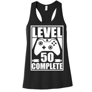 Level 50 Complete Video Gamer 50th Birthday Women's Racerback Tank