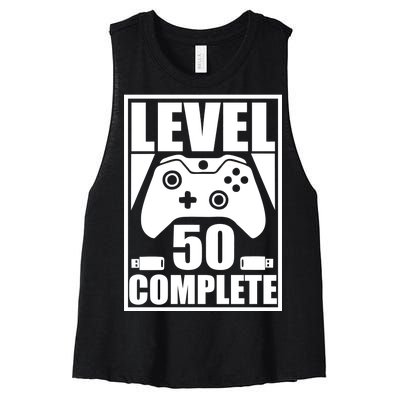 Level 50 Complete Video Gamer 50th Birthday Women's Racerback Cropped Tank