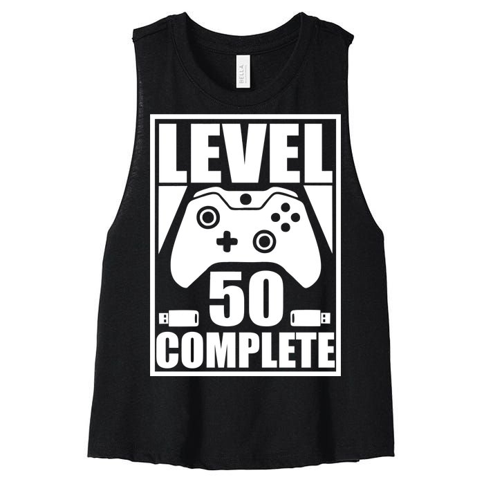 Level 50 Complete Video Gamer 50th Birthday Women's Racerback Cropped Tank