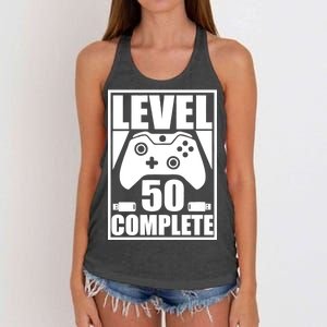 Level 50 Complete Video Gamer 50th Birthday Women's Knotted Racerback Tank