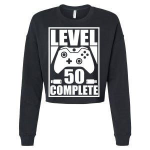 Level 50 Complete Video Gamer 50th Birthday Cropped Pullover Crew