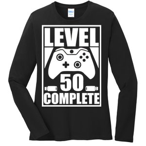 Level 50 Complete Video Gamer 50th Birthday Ladies Long Sleeve Shirt