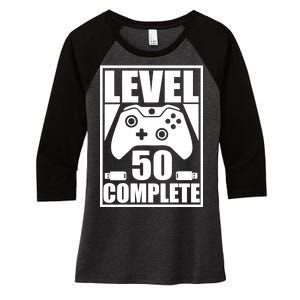 Level 50 Complete Video Gamer 50th Birthday Women's Tri-Blend 3/4-Sleeve Raglan Shirt