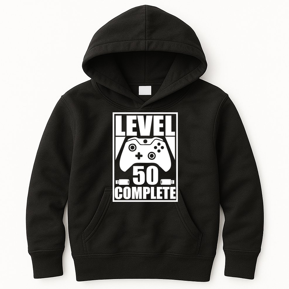 Level 50 Complete Video Gamer 50th Birthday Kids Hoodie