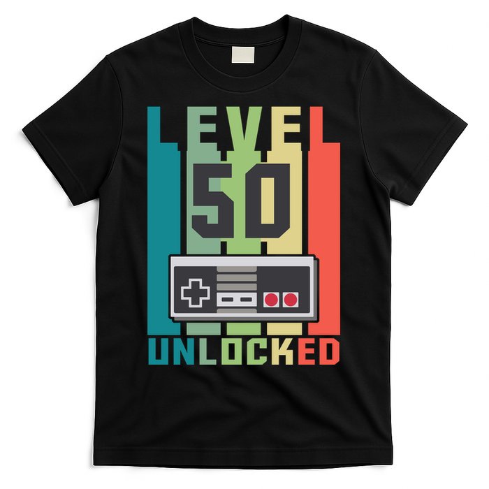 Level 50 Unlocked Funny Retro Gamer Birthday T-Shirt