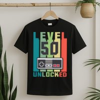 Level 50 Unlocked Funny Retro Gamer Birthday T-Shirt