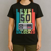 Level 50 Unlocked Funny Retro Gamer Birthday T-Shirt