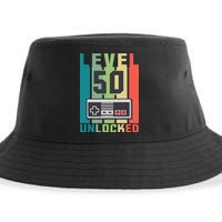 Level 50 Unlocked Funny Retro Gamer Birthday Sustainable Bucket Hat