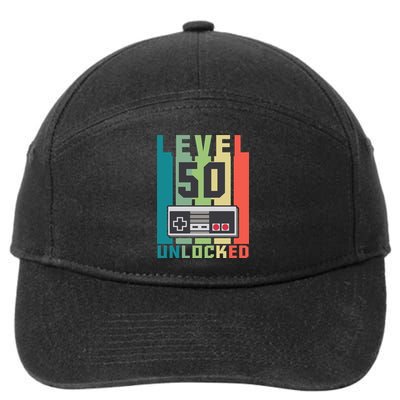 Level 50 Unlocked Funny Retro Gamer Birthday 7-Panel Snapback Hat