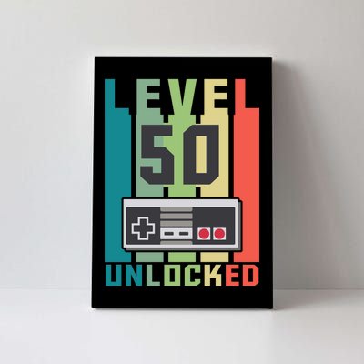 Level 50 Unlocked Funny Retro Gamer Birthday Canvas