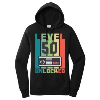 Level 50 Unlocked Funny Retro Gamer Birthday Women's Pullover Hoodie