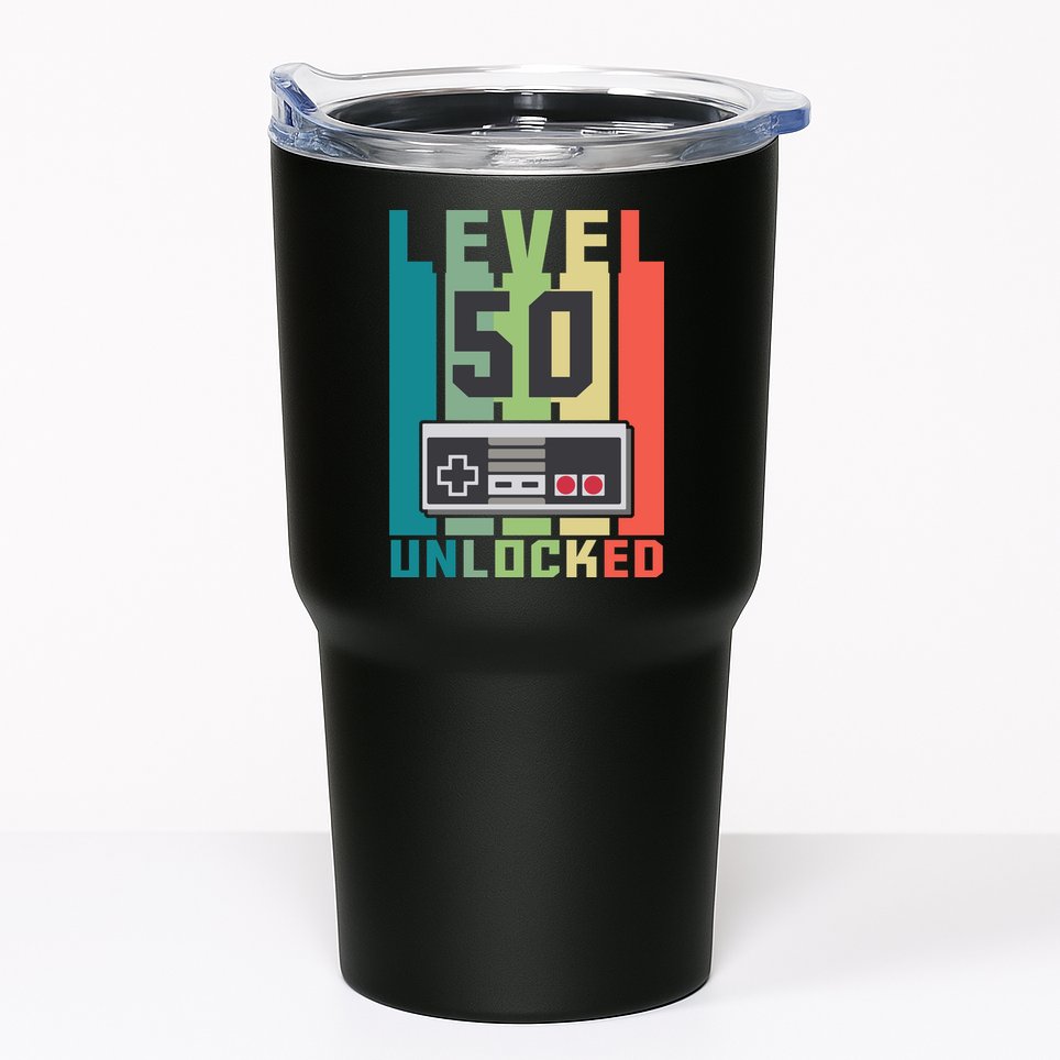 Level 50 Unlocked Funny Retro Gamer Birthday Tumbler