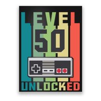 Level 50 Unlocked Funny Retro Gamer Birthday Poster