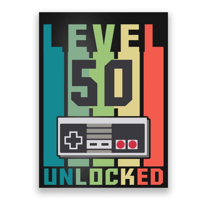 Level 50 Unlocked Funny Retro Gamer Birthday Poster