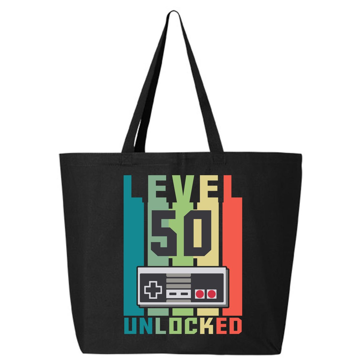 Level 50 Unlocked Funny Retro Gamer Birthday 25L Jumbo Tote