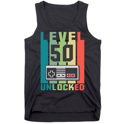 Level 50 Unlocked Funny Retro Gamer Birthday Tank Top