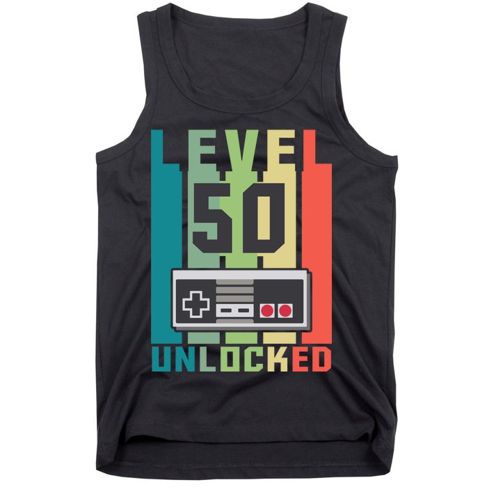 Level 50 Unlocked Funny Retro Gamer Birthday Tank Top