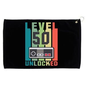 Level 50 Unlocked Funny Retro Gamer Birthday Grommeted Golf Towel