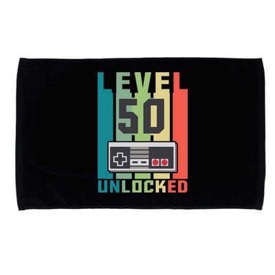 Level 50 Unlocked Funny Retro Gamer Birthday Microfiber Hand Towel