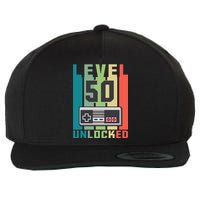 Level 50 Unlocked Funny Retro Gamer Birthday Wool Snapback Cap