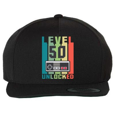 Level 50 Unlocked Funny Retro Gamer Birthday Wool Snapback Cap