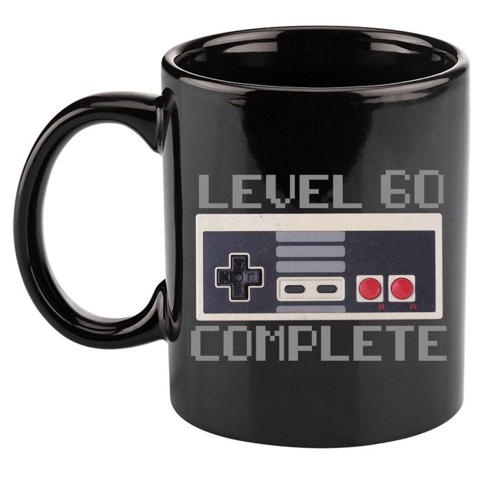 Level 60 Complete Retro Gamer 60th Birthday 11oz C Handle Ceramic Mug