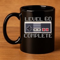 Level 60 Complete Retro Gamer 60th Birthday 11oz C Handle Ceramic Mug