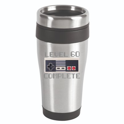 Level 60 Complete Retro Gamer 60th Birthday 16oz Travel Tumbler